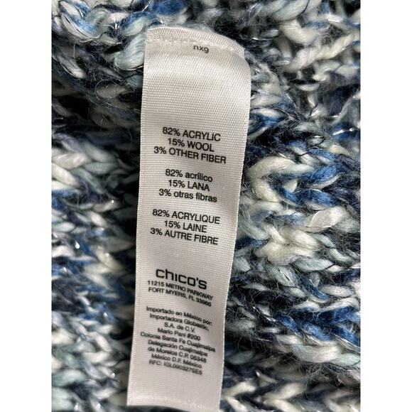 Chico's Chunky Knit Sweater Vest Womens Size 3 US XL Blue Sleeveless Super Soft - Picture 5 of 7